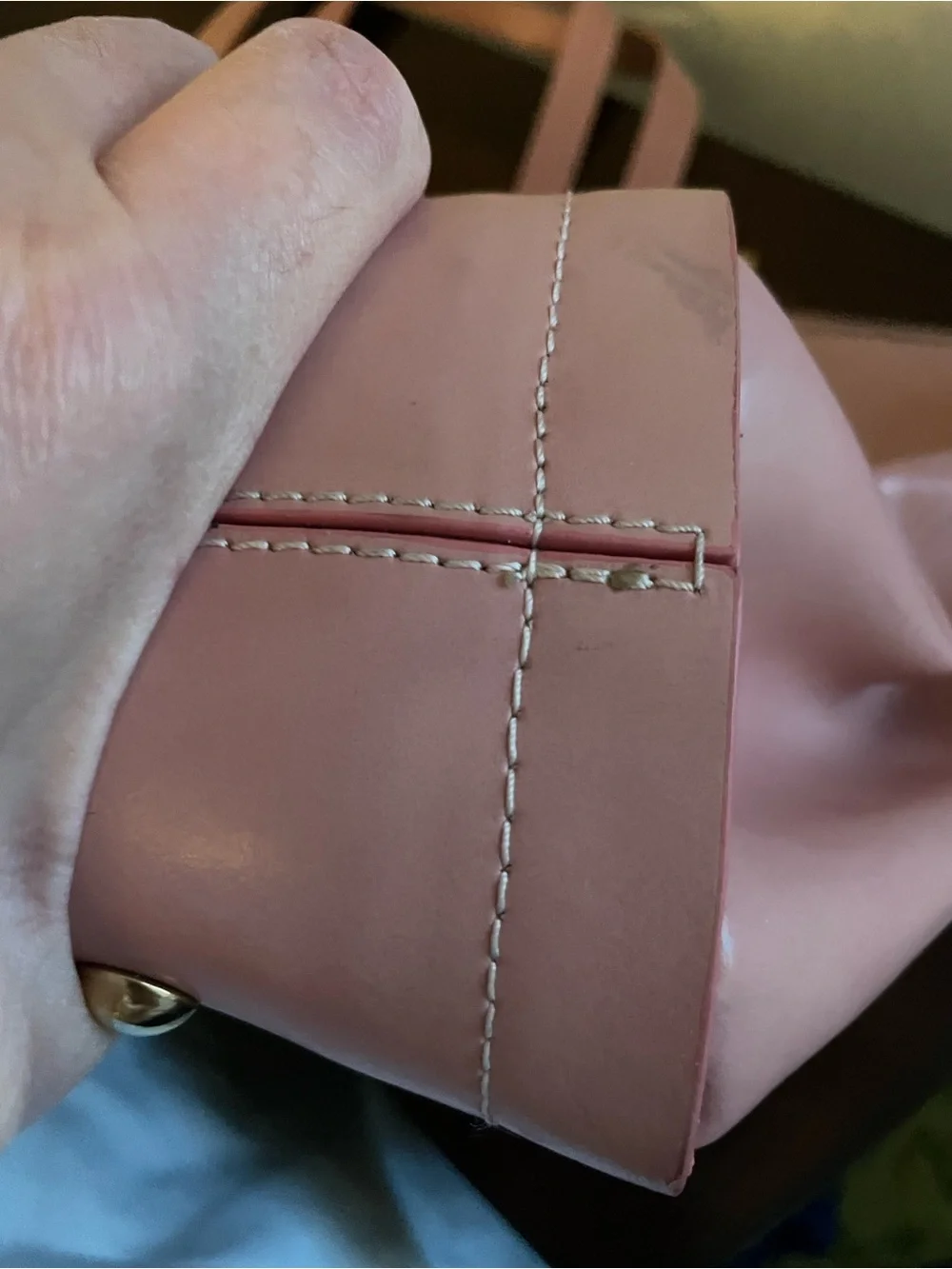 Alberta Di Canio Blush Pink Tote with Gold Accent - Picture 16 of 16